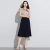 Falda Elegante de Línea A Transfronteriza, Falda de Empalme Plisada Adelgazante de Cintura Alta, Falda de Color Puro de Gama Alta para Mujer para Viajes y Oficina