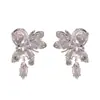 Pendientes de Flor de Zircón Súper Brillantes de Plata S925, Estilo Lujo Ligero, para Mujer, Elegantes y de Alta Gama, Simples y Exquisitos, Pendientes Versátiles