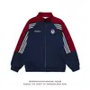 2026 Novo Cardigan Moletom Raglan Color Block Vintage Pesado, Jaqueta Esportiva Casual Bordada Unissex Marca Tendência