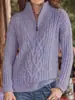 Suéter de Punto Elegante de Color Sólido con Media Cremallera y Mangas Largas, Versátil, Talla Grande, Moda de Comercio Exterior Europeo y Americano AliExpress