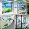 Pegatinas Electrostáticas Transparentes para Vidrio de Vida Marina Azul Océano de Verano Transfronterizas para Centros Comerciales y Oficinas Decoración de Pegatinas Electrostáticas para Ventanas