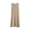 Vestido Chaleco de Lana 100% Pura para Mujer 2024 Otoño e Invierno Nuevo Cuello en V Sin Mangas Abertura Vestido Chaleco de Punto