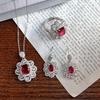 Collar Pendiente Aretes Anillo Traje Paloma Rubí Sintético