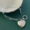 Joyería de Comercio Exterior de Lujo Ligero Pulsera de Clip de Papel Colgante con Forma de Corazón Pulsera con Dijes Pulsera Versátil Exquisita Chapada en Plata para Hombres