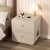 Mesa de Noche Inteligente Estilo Crema Mesa de Noche para Dormitorio Pequeña Ultradelgada Madera Maciza Hogar Mesa de Noche Lujo Ligero y de Alta Gama