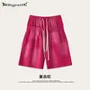 Street Madness Retrô Americano Lavado e Desgastado Soltos de Manga Curta Streetwear Shorts Conjunto Casual Esportivo de Duas Peças