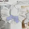 Gola falsa de renda com laço estilo coreano para pet, babador de renda, acessório xadrez para cachorro, babador para gato, cachecol para buldogue francês