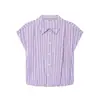 2026 Verano Nuevos Productos Moda Callejera Casual Rayas Camisa Corta para Mujer Europea y Americana Transfronteriza W018 1857
