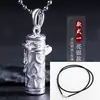Colgante de Plata de Ley con Mantra Surangama para Hombre Colgante Portátil de Plata Tailandesa Lanugo Colgante de Caja Gawu Abrible para Mujer