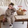 Pijama Infantil Estilo Coreano em Chenille Outono/Inverno Conjunto Espesso de Fleece de Coral Roupa de Casa Roupa de Inverno Transfronteiriço