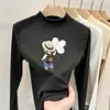 Blusa Térmica de Manga Longa para Meninas com Gola Meia-Alta, Novo Modelo Outono/Inverno 2025 para Crianças Pequenas e Médias