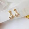 Pendientes sencillos de plata S925 con diseño de nicho coreano, combinables con todo, de celebridades de Internet, con perlas y diamantes para mujer.
