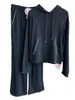 Sudadera con capucha cálida de mezcla de seda y cachemir de peso pesado Pantalones de pierna ancha Traje con capucha para mujer Nuevo 2025 G110717