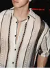 Camisa Jacket de Punto Hueca con Protección Solar de Manga Corta Estilo Old Money para Hombre para Verano, Top Chic para Verano