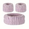 Face Wash pulseira pulseira pulseira conjunto de três peças absorvente à prova de umidade headband feminino limpeza cabelo curler protetor de pulso Plush anel de cabelo