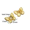 Pingente Borboleta Flor Coração de Aço Inoxidável com Gotejamento de Óleo Ouro 18K DIY Colar Brincos Acessórios de Joias Manuais Transfronteiriço