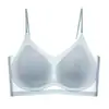 Ropa interior sin costuras de seda de hielo gelatina ultrafina, transpirable, hace que los senos grandes parezcan más pequeños, espalda bonita, cómoda para dormir, sensación fresca, sujetador tipo bandeau sin tirantes