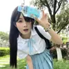 Camisa Blanca Preppy de Manga Corta Uniforme Original Jk Traje de Verano para Estudiante Top Básico Material Escolar Falda Cuadros Azul Pino