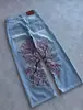 En Stock Transfronterizo Bordado Pesado Y2K Retro Americano Pantalones de Pierna Ancha Hip-Hop Street Sueltos Jeans Unisex