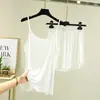 Novo conjunto de pijama de camisola fina de algodão modal estilo coreano para o verão para mulheres, com short, conjunto de duas peças confortável e justo para casa