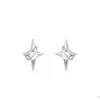 Brincos de estrela tridimensional com pérola em prata 925, design original simples, brincos pequenos tridimensionais, simples e requintados, prata 2022
