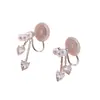 Brincos de Clipe com Franjas de Zircônia em Forma de Coração e Pérolas, Luxo Leve com um Toque de Sofisticação, Elegantes Brincos de Clipe Florais para Orelhas Não Perfuradas, Luxo Leve e Beleza Deslumbrante