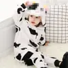 Pijama de Vaca de Dibujos Animados Súper Lindo Invierno Niños Niños Grandes Animales Pijama de Una Pieza Niñas Otoño e Invierno Venta al por Mayor