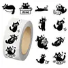500 Folhas/Rolo Fita Transfronteiriça Gato Preto Desenho Animado Material para Diário Selo Decorativo para Envelope Venda por Atacado Disponível