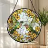 Pendente de Vidro Colorido Flor Beija-flor com Argola Cruzada Ornamento de Vidro para Pendurar em Casa Decoração de Janela Apanhador de Sol de Jardim