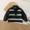 Nueva Camisa Casual de Otoño 2026 de Dos Piezas Falsas con Parches Rayados para Niños, Polo Versátil de Manga Larga para Bebés y Niños Pequeños