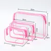 Bolsa Cosmética Transparente de PVC Conjunto de Três Peças Grande Capacidade Impermeável Bolsa de Armazenamento para Artigos de Higiene Pessoal Bolsa de Armazenamento Transparente Portátil para Pessoas Preguiçosas