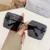 2024 nueva moda europeo y americano cuadrados sin montura gafas de sol de adorno patrón hueco gafas de sol de montura grande gafas de sol