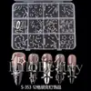 Accesorios de arte para uñas estilo punk transfronterizo de 12 piezas Y2K tachuelas metálicas punk tridimensionales y pines de pentagrama decoraciones para arte de uñas