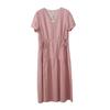 Vestido de Verano Elegante para Mujer Tallas Grandes Inno, Cuello en V, Manga Corta, Estilo Nuevo Suave, Cintura ceñida, Falda línea A 262571
