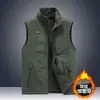 Outono e inverno novo masculino ao ar livre dupla face usar colete forrado de lã multi-bolso casual workwear colete sem mangas casaco