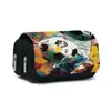Estuche para Lápices con Tapa de Fútbol de Doble Capa de Gran Capacidad Estudiante Impresión 3D DIY Dropshipping