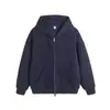 Moletom Cardigan com Capuz de Zíper Duplo para Homens e Mulheres, Peça Externa Lisa Solta Oversize Outono/Inverno, Em Estoque Atacado