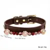 Collar decorativo para mascotas de PU con cuentas de pata de gato, ajustable para gatos y perros pequeños, disponible en varios colores