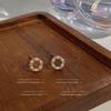 Pendientes Pequeños de Círculo con Perla y Circonita de Diseñador para Mujer, Diseño de Nicho Coreano y Japonés, Fabricante Versátil de Joyería para Orejas a la Moda