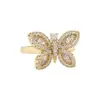 Nuevo anillo de dedo índice abierto con diseño de mariposa tridimensional de súper hada, anillo ajustable de lujo personalizado a la moda para mujer.