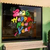 Adesivos Eletrostáticos para Porta de Vidro do Ano do Carneiro Dia de Ano Novo Feliz Ano Novo Decoração de Atmosfera para Janela de Shopping Center Decorações de Janela