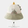Chapéu de pescador infantil de aba curta, estilo coreano, novo modelo de verão, chapéu de sol fofo com desenho de dinossauro para bebês