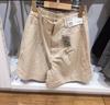 Shorts Casuales Sueltos Medios de Lino Mezclado para Mujer de Primavera y Verano 2023 de Cintura Alta con Pliegues 458512