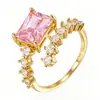 Anillo nuevo de estilo europeo y americano transfronterizo de lujo ligero, forma de corazón, corazón de amor, lazo, pavimentado con microcirconias, geométrico, abierto, anillo para el dedo, venta al por mayor