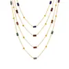 Mystique acero inoxidable ultra-fino piedra natural cadena de eslabones cruzados collar hecho a mano con cuentas cadena de clavícula lapislázuli accesorios mujer