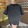 Camiseta Masculina da Moda Verão Mais Vendida Marca Coreana Estilo Solta Bonita Tie-Dye Letra 3D Manga Curta Camiseta Casual