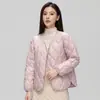 Chaqueta ligera de plumón para mujer, cuello en V, diseño de rombos, holgada, casual, con doble cremallera, manga larga, abrigo cálido
