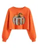 Amazon eBay Estação Independente Moda Casual Divertida Feminino Abóbora Livro Gola Redonda Cropped Moletom Em Estoque