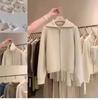 Cardigan Feminino Novo Outono e Inverno 2025 100% Lã Pura Zíper Gola Lapela Suéter Tricô Solto Jaqueta de Lã