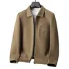 Chaqueta para Hombre 2026 Otoño/Invierno Solapa Cremallera Tejido Patchwork Superior Joven Lujo Ligero Estilo Old Money Ropa de Abrigo de Negocios